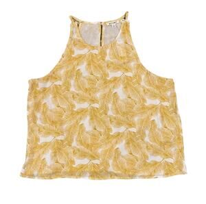 NWT Francesca's Mi ami Gold/Ivory Palm Rayon Tank Top  - SIZE LARGE